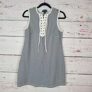 Black and white striped midi dress